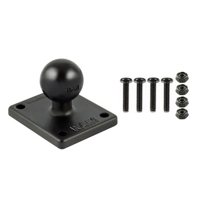 Base cuadrada RAM AMPS metálica con bola de 1" y 4 tornillos para Montana y otros