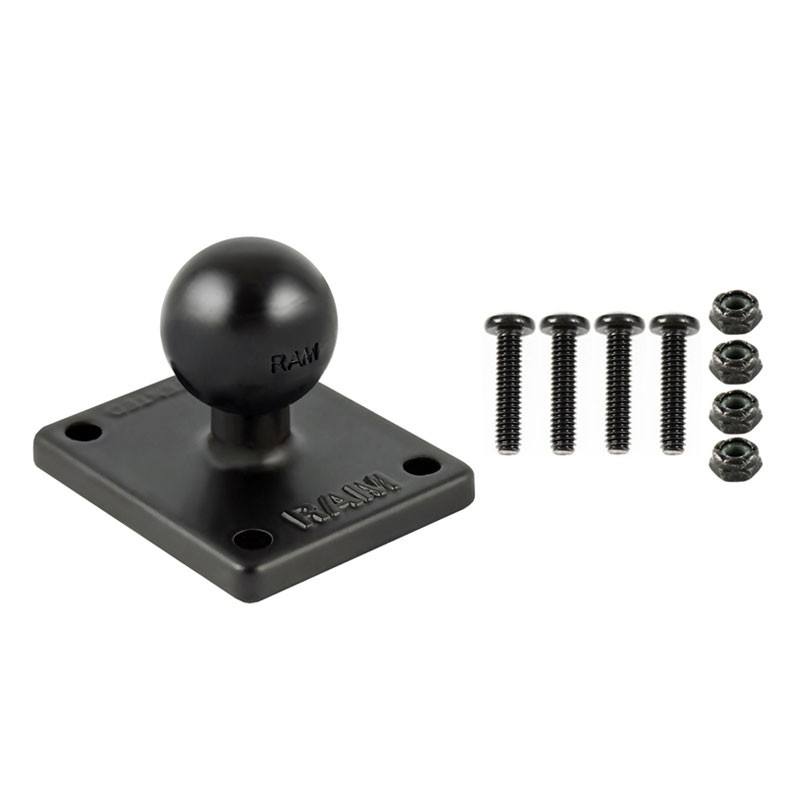 Base cuadrada RAM AMPS metálica con bola de 1" y 4 tornillos para Montana y otros