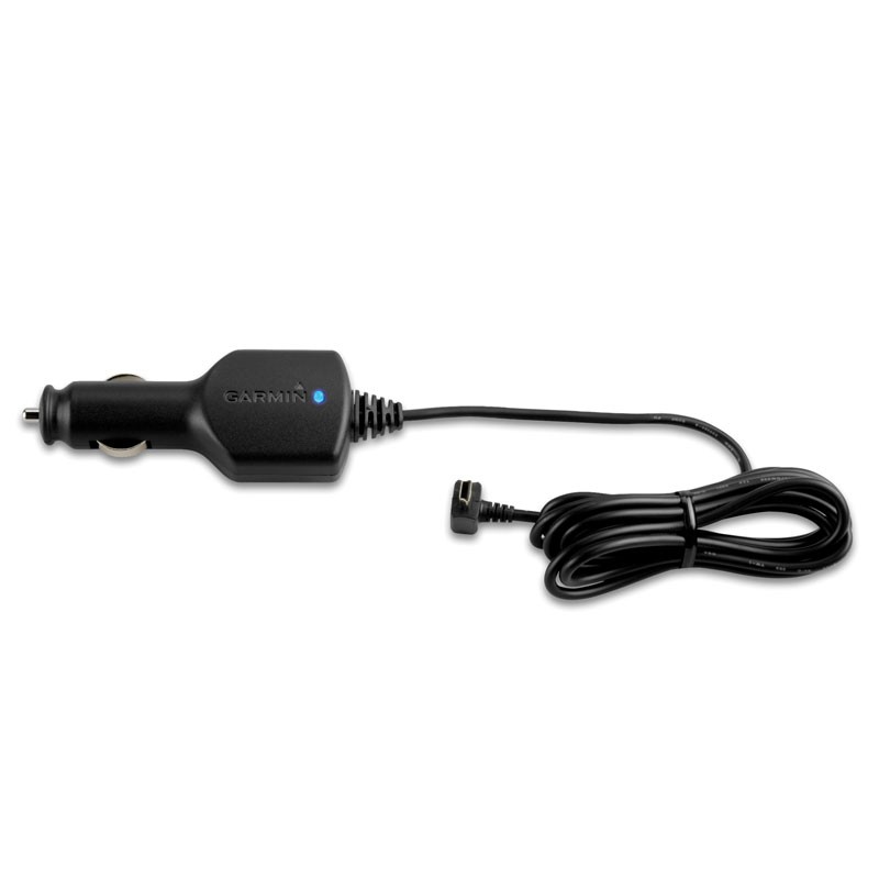 Adaptador GARMIN de mechero con conector miniUSB acodado para Drive, Nuvi, Zumo, Dezl series y otros