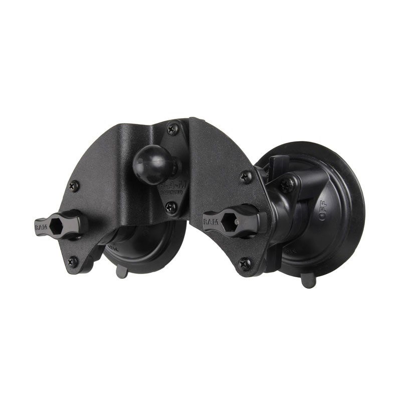 Fijación RAM Twist-Lock con 2 ventosas pivotante con bola de 1" para cristales curvos