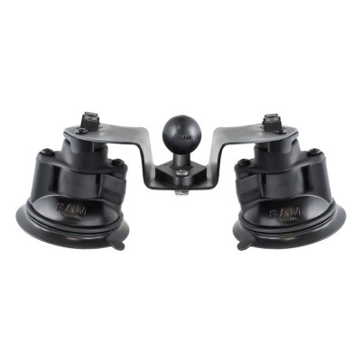 Fijación RAM Twist-Lock con 2 ventosas pivotante con bola de 1" para cristales curvos