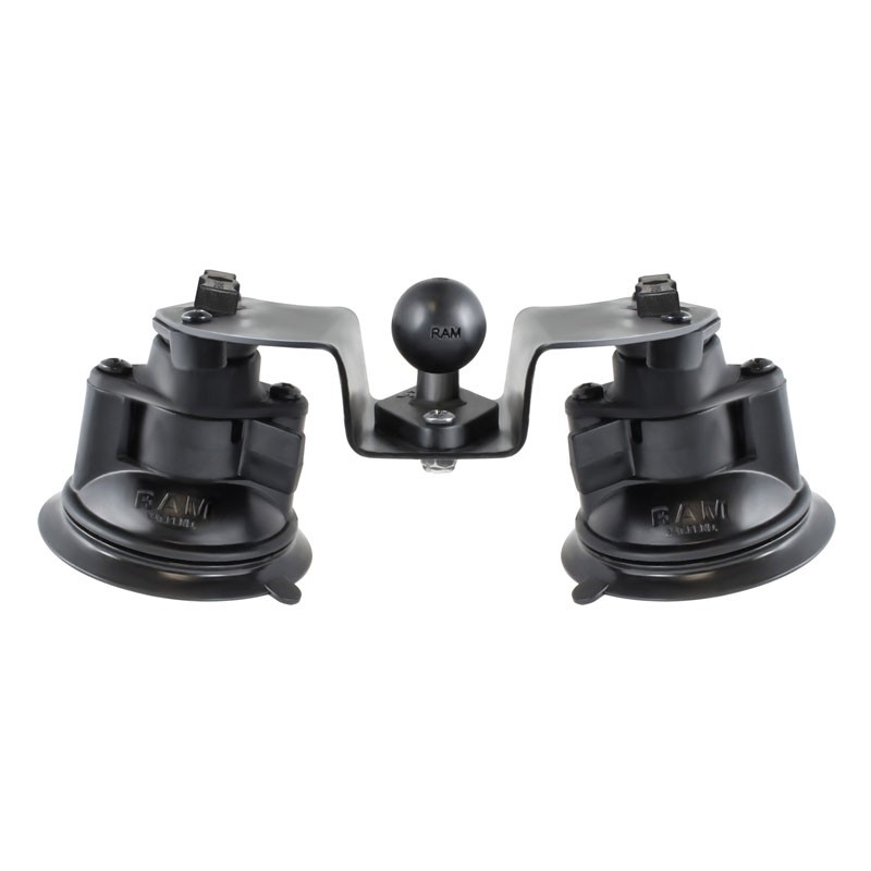 Fijación RAM Twist-Lock con 2 ventosas pivotante con bola de 1" para cristales curvos