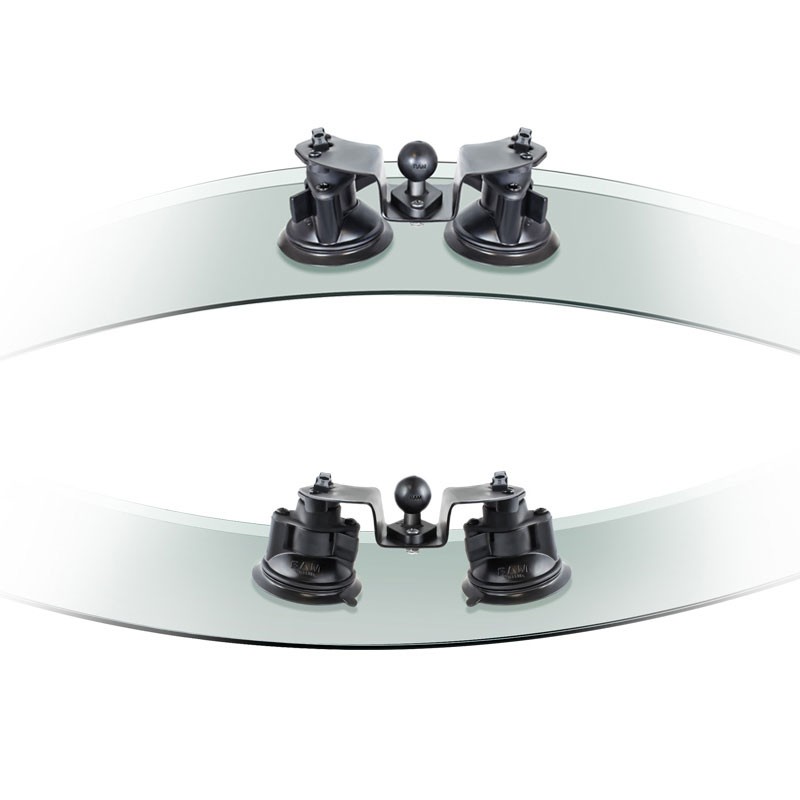 Fijación RAM Twist-Lock con 2 ventosas pivotante con bola de 1" para cristales curvos