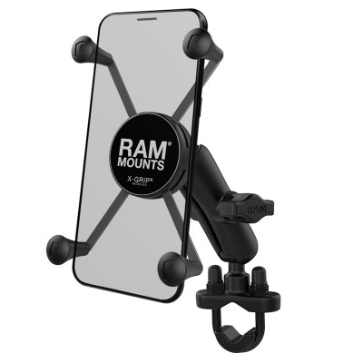 Soporte RAM de moto/bici para Smartphone de 5" y 6" con fijación en U, brazo mediano de plástico y X-Grip