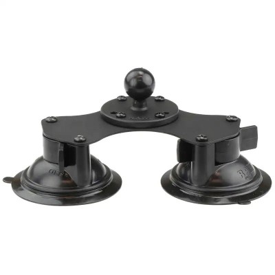 Fijación RAM metálica con 2 ventosas Twist-Lock y base redonda con bola de 1"