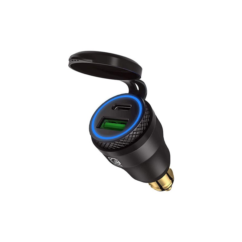 Adaptador de mechero BMW QC3.0 con salida USB-C y USB Qualcomm Quick Charge 3.0