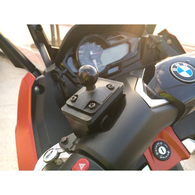 Fijación depósito líquido frenos para BMW C650 GT, SUZUKI Burgman 650, SEAT MO y otras con bola 1"
