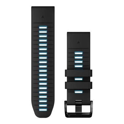 Correa GARMIN Quickfit 26 Negro/Azul (Black/Cirrus Blue) de Silicona para Epix Pro (Gen2), Fenix 7X, 6X series y otros