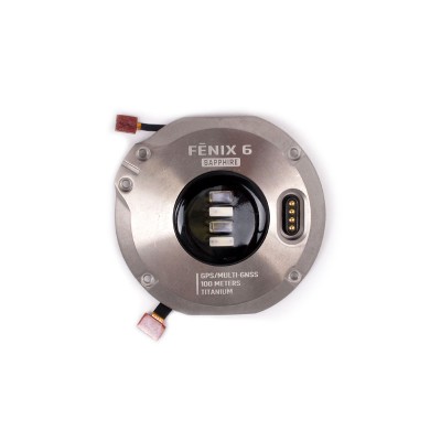 Tapa trasera Plateada para GARMIN Fenix 6 PRO Sapphire con conector de carga y sensor de pulsaciones