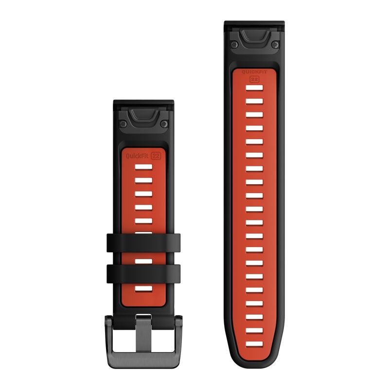 Correa GARMIN Quickfit 22 Negro/Rojo (Black/Flame Red) para Fenix 8 47mm, Fenix 7,  Approach S70 47mm y Otros