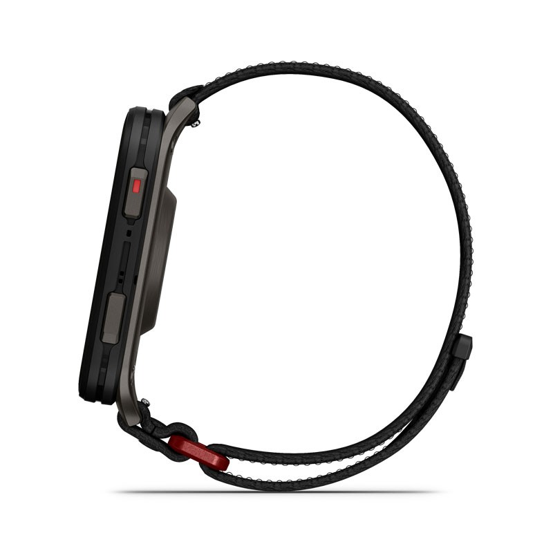 GARMIN Venu X1 Negro con caja de titanio en gris y correa de nailon ComfortFit en negro