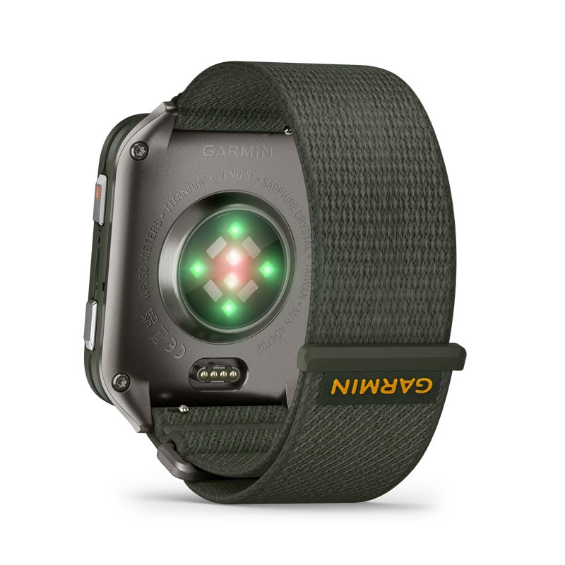 GARMIN Venu X1 Verde con caja de titanio y correa de nailon ComfortFit en Verde