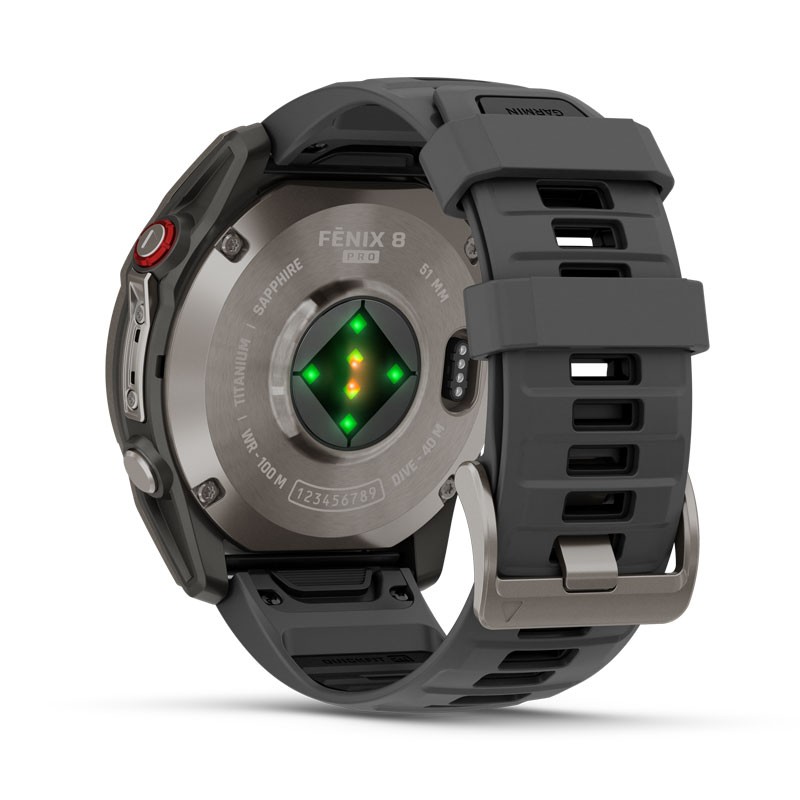 GARMIN Fenix 8 PRO - 51mm AMOLED Zafiro/Titanio con correa Negro/Gris, LTE y NTN