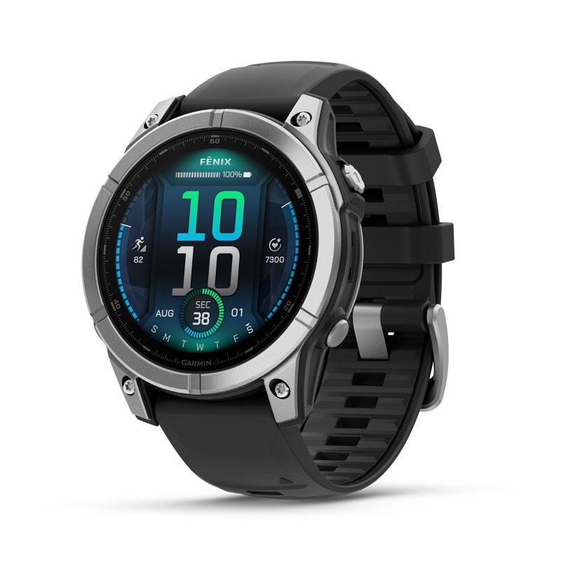 Reloj GARMIN Fenix E - 47mm AMOLED Acero con correa Negra