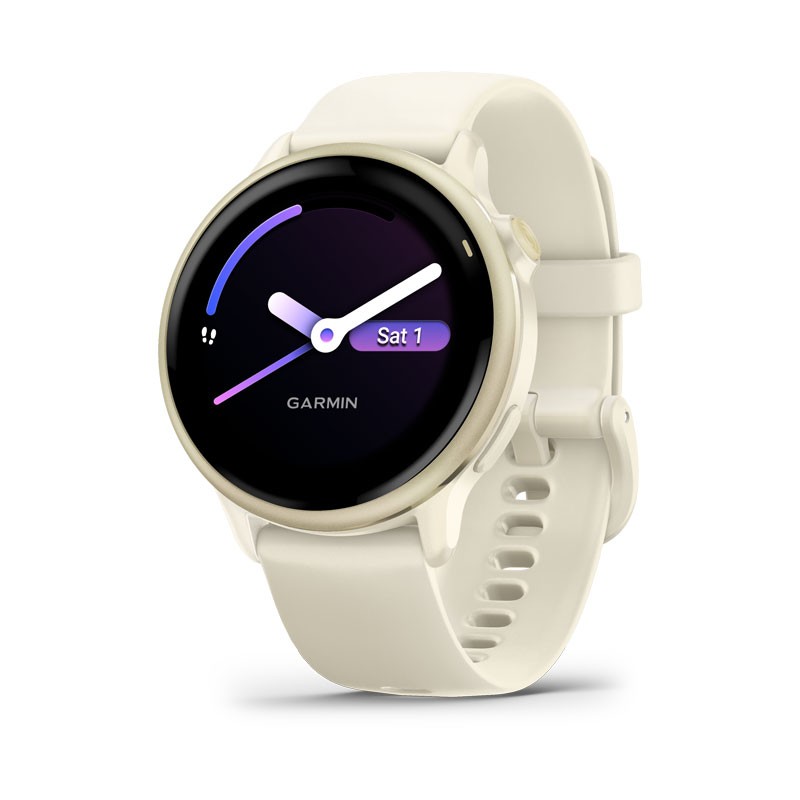 GARMIN Vivoactive 6 Dorado con correa Blanca y pantalla AMOLED brillante