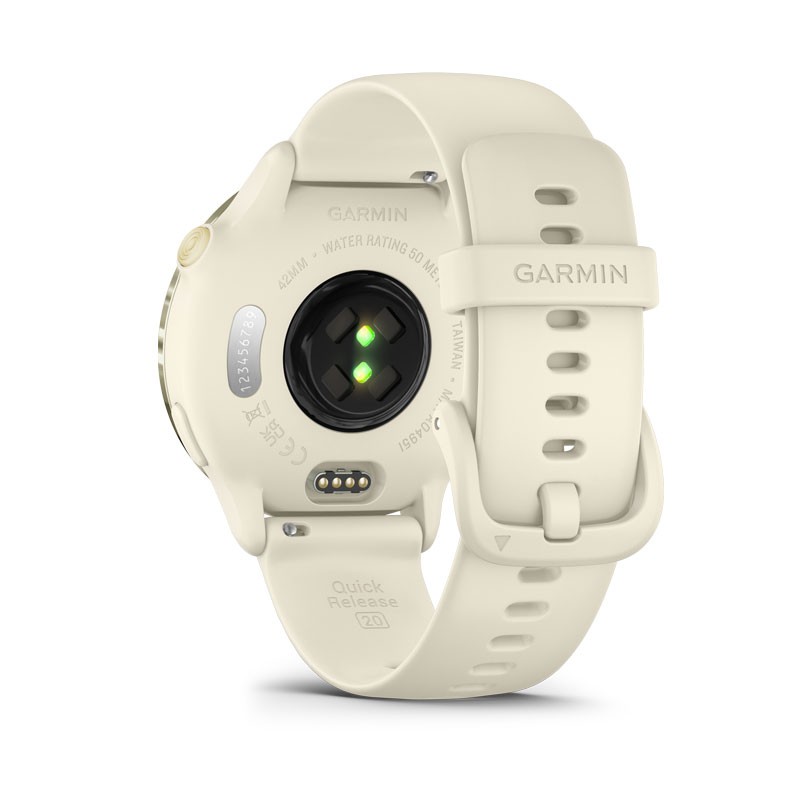 GARMIN Vivoactive 6 Dorado con correa Blanca y pantalla AMOLED brillante