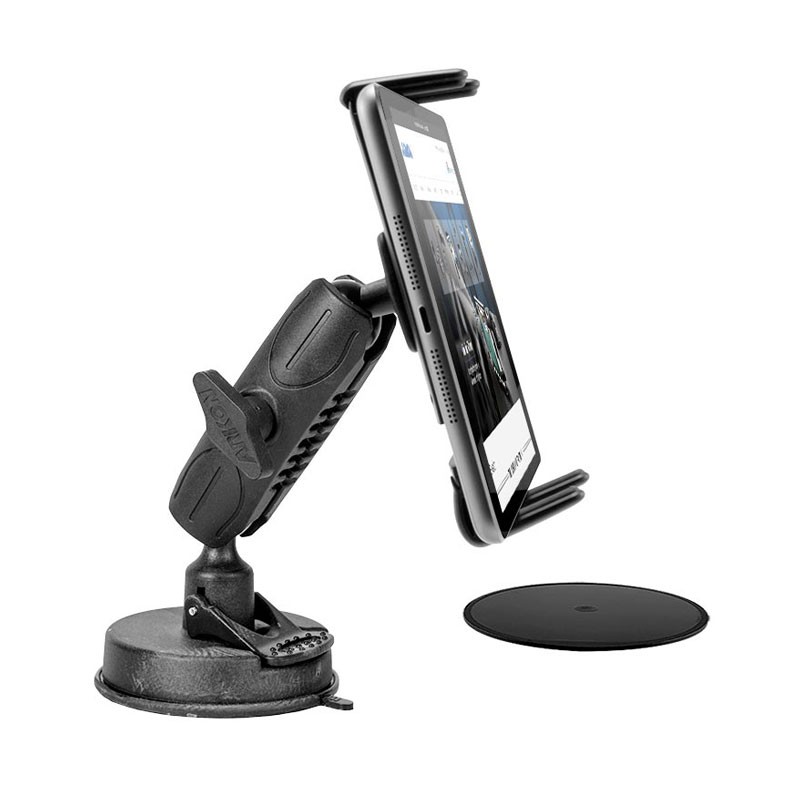 Soporte ARKON de ventosa robusta con brazo mediano para Smartphone y Tablet de 7"