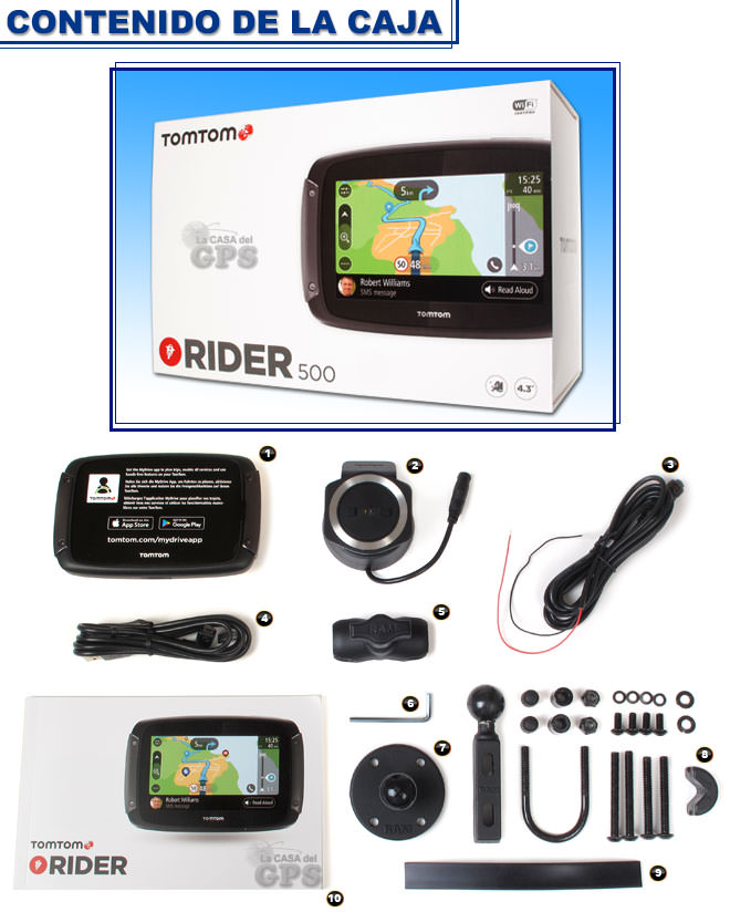 Navegador para moto TomTom RIDER 500 EUROPA de 4,3 con Bluetooth, Wi-Fi y  Servicios TomTom de por vida