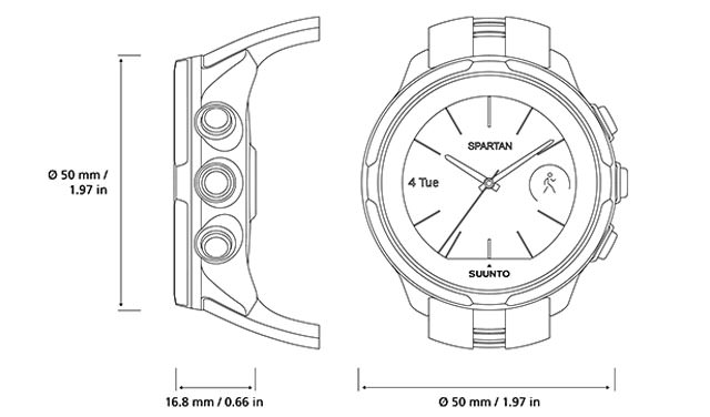 Medidas del SUUNTO SPARTAN Sport Wrist HR