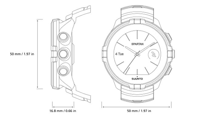 Medidas del SUUNTO SPARTAN Sport Wrist HR BARO